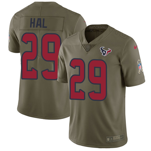 Nike Texans #29 Andre Hal Olive Men's Stitched NFL Limited Salute To Service Jersey